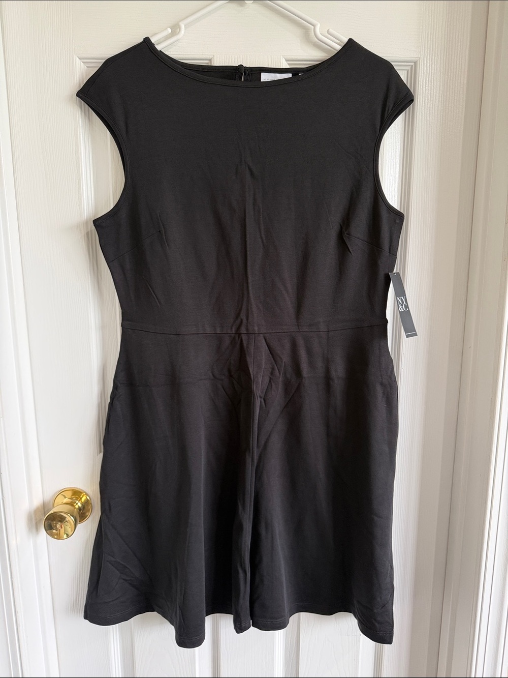NWT New York & Company Black Cap Sleeve Fit-and-Flare Mini Dress